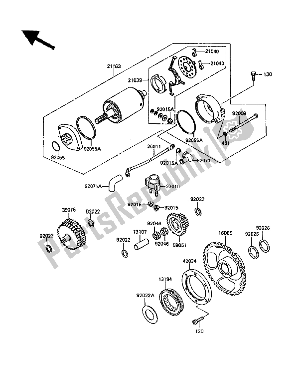 Tutte le parti per il Motorino Di Avviamento del Kawasaki KLR 650 1987