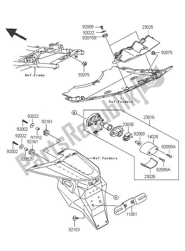 Toutes les pièces pour le Feu Arrière du Kawasaki Z 750 2005