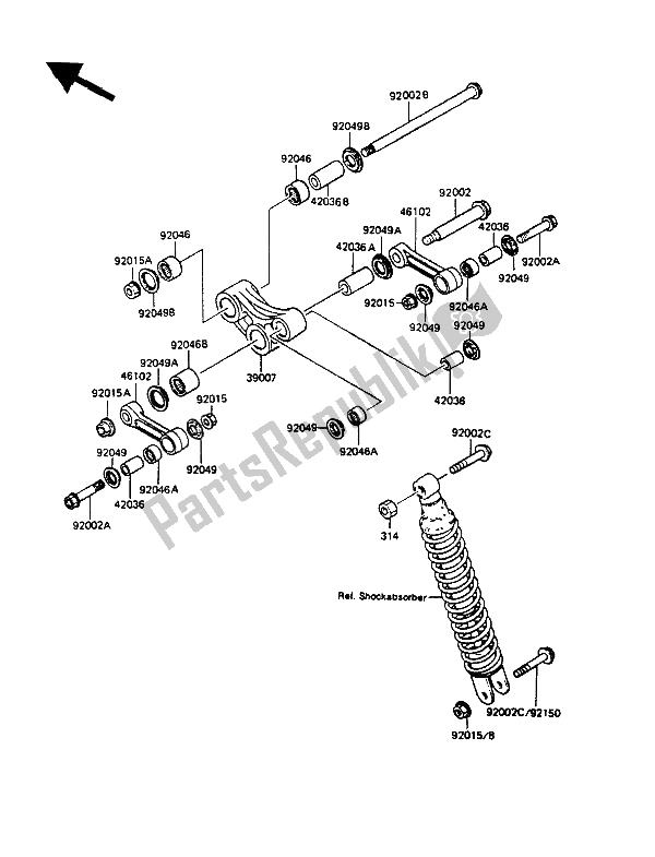 Toutes les pièces pour le Suspension du Kawasaki KMX 125 1987