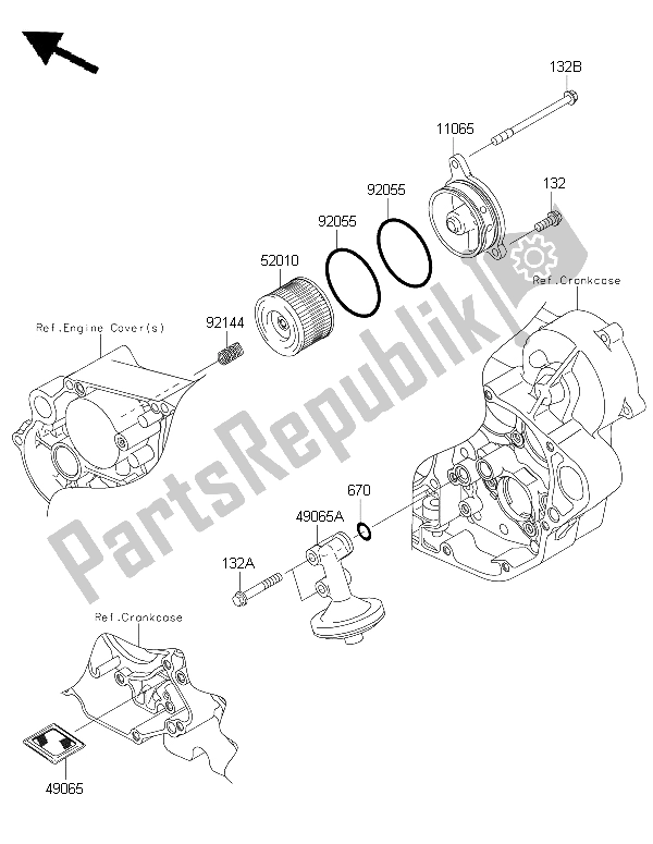 Tutte le parti per il Filtro Dell'olio del Kawasaki KLX 450R 2015