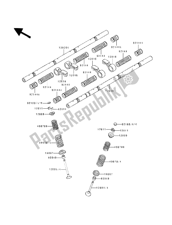 Alle onderdelen voor de Klep (pen) van de Kawasaki ZXR 750 1993