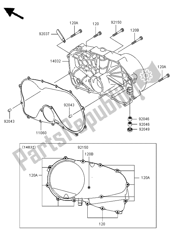 All parts for the Right Engine Cover of the Kawasaki VN 800 Classic 2006