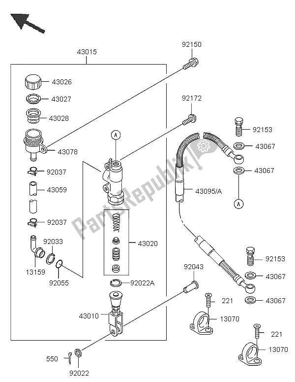 Todas las partes para Cilindro Maestro Trasero de Kawasaki KX 85 SW LW 2005