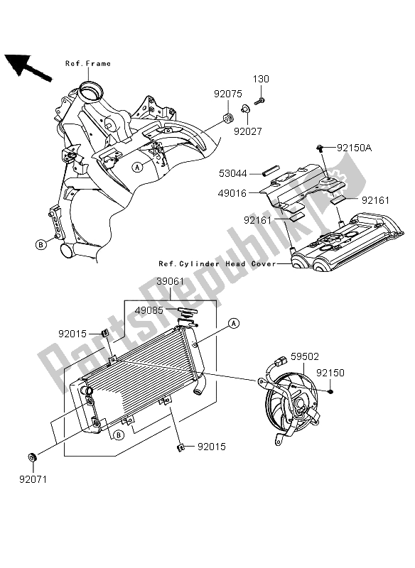 All parts for the Radiator of the Kawasaki Versys 650 2012