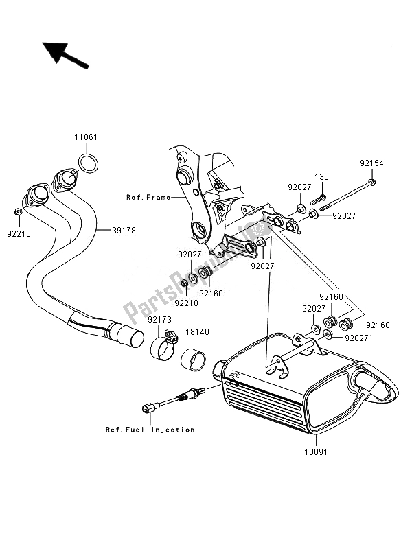 All parts for the Muffler of the Kawasaki ER 6F 650 2011