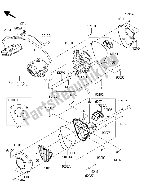 All parts for the Air Cleaner of the Kawasaki Vulcan 1700 Nomad ABS 2015