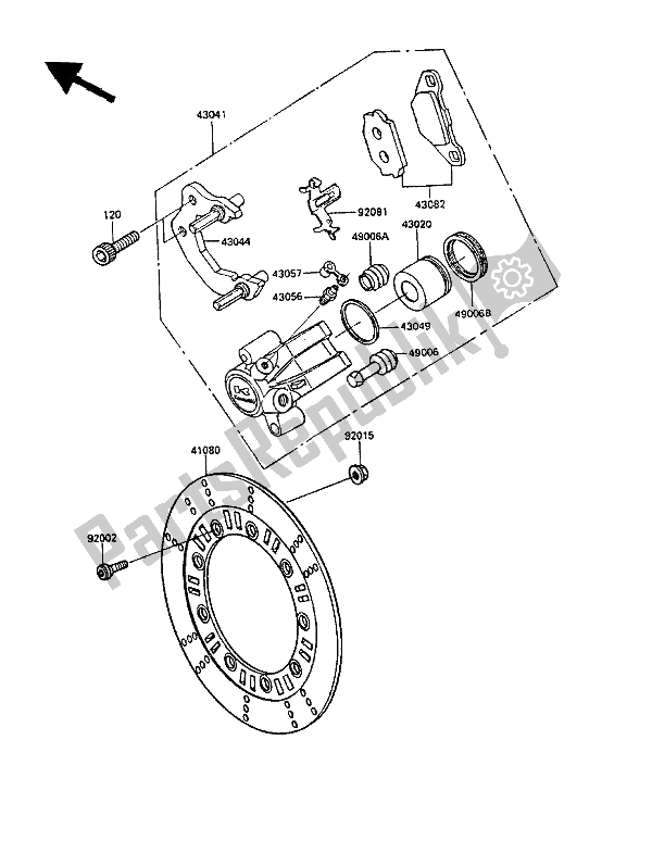 Tutte le parti per il Freno Anteriore del Kawasaki KLR 250 1988