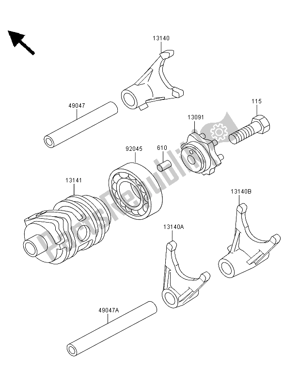 Alle onderdelen voor de Versnelling Veranderen Drum & Schakelvork van de Kawasaki KX 85 SW LW 2009