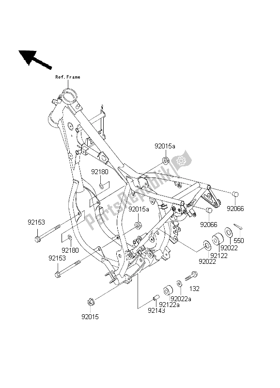 All parts for the Engine Mount of the Kawasaki KX 65 2003