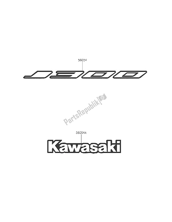 All parts for the Decals (black)(white) of the Kawasaki J 300 2016