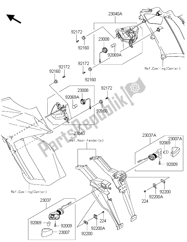 Alle onderdelen voor de Richtingaanwijzers van de Kawasaki Z 1000 SX 2015