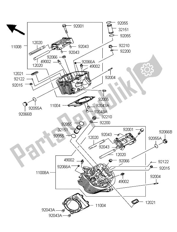 Todas las partes para Cabeza De Cilindro de Kawasaki VN 900 Classic 2012