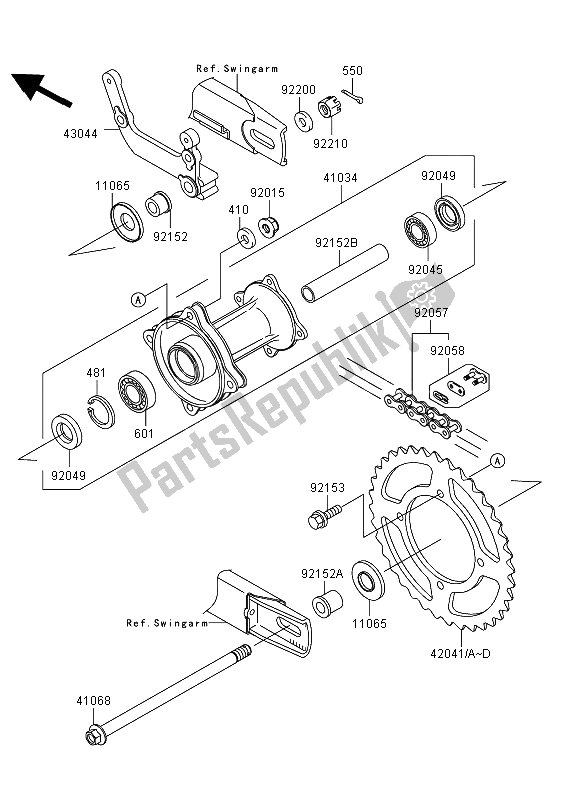 All parts for the Rear Hub of the Kawasaki KX 65 2013