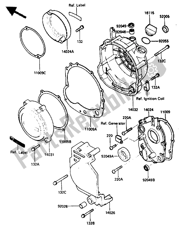 Todas las partes para Cubierta Del Motor de Kawasaki GPZ 600 1985