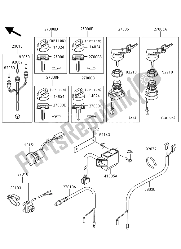 All parts for the Ignition Switch of the Kawasaki KVF 360 4X4 2009