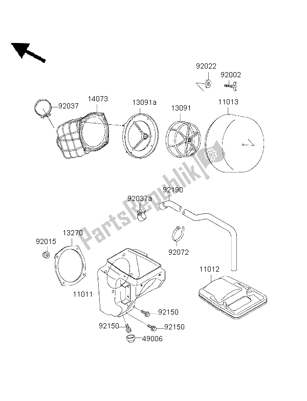 All parts for the Air Cleaner of the Kawasaki KLX 650R 1999