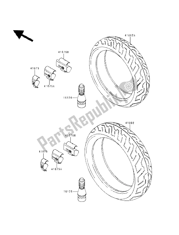 All parts for the Tires of the Kawasaki ZXR 400 1994