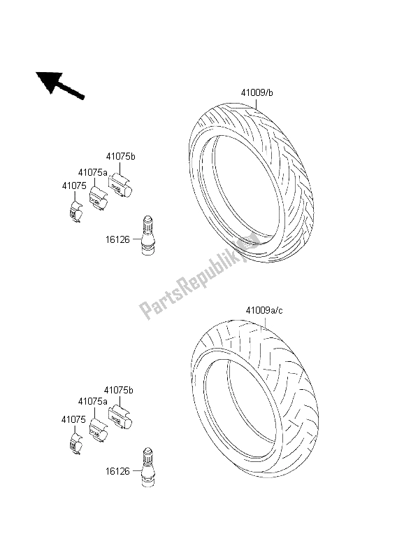 All parts for the Tires of the Kawasaki Ninja ZX 6R 600 2001