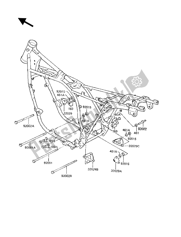 Tutte le parti per il Montaggi Della Struttura del Kawasaki Z 1300 1987