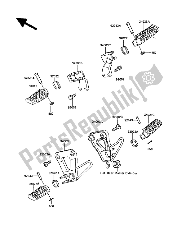 Todas as partes de Apoios Para Os Pés do Kawasaki KLR 500 1987