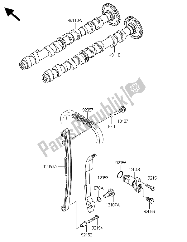 Tutte le parti per il Albero A Camme (s) E Tenditore del Kawasaki Z 800 ABS DDS 2013