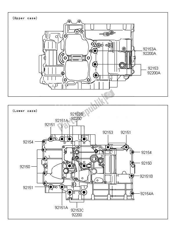 All parts for the Crankcase Bolt Pattern of the Kawasaki ER 6F 650 2014