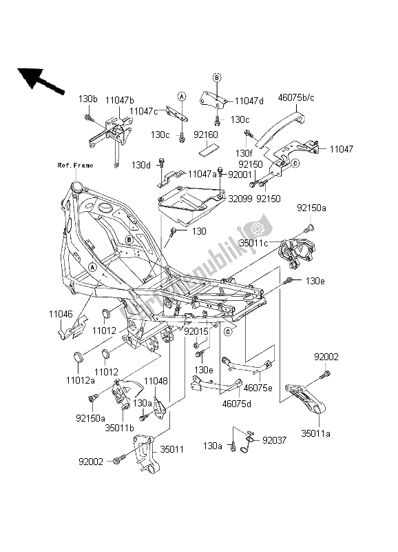 All parts for the Battery Case of the Kawasaki ZZ R 600 2001