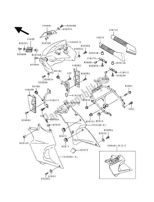 Tutte le parti per il Cuffia del Kawasaki KLE 500 1991