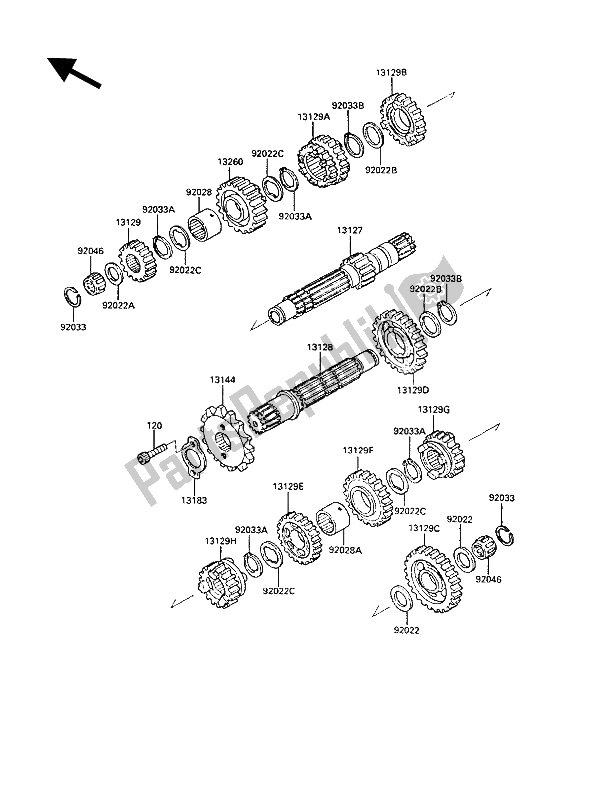 Alle onderdelen voor de Overdragen van de Kawasaki KR 1 250 1991