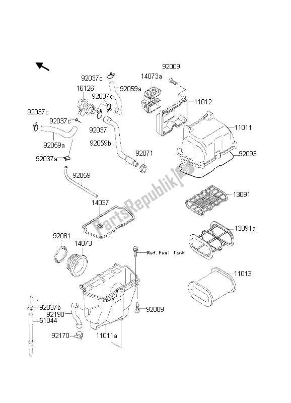 All parts for the Air Cleaner of the Kawasaki KLE 500 2002