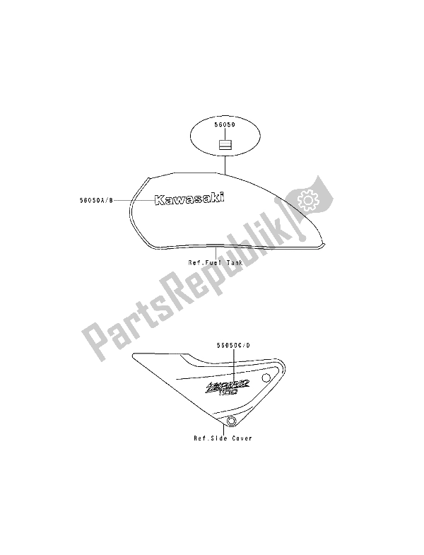 Todas as partes de Decalques do Kawasaki Zephyr 1100 1993