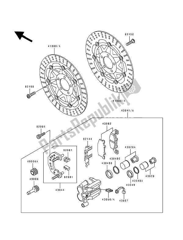 Tutte le parti per il Freno Anteriore del Kawasaki Zephyr 550 1993