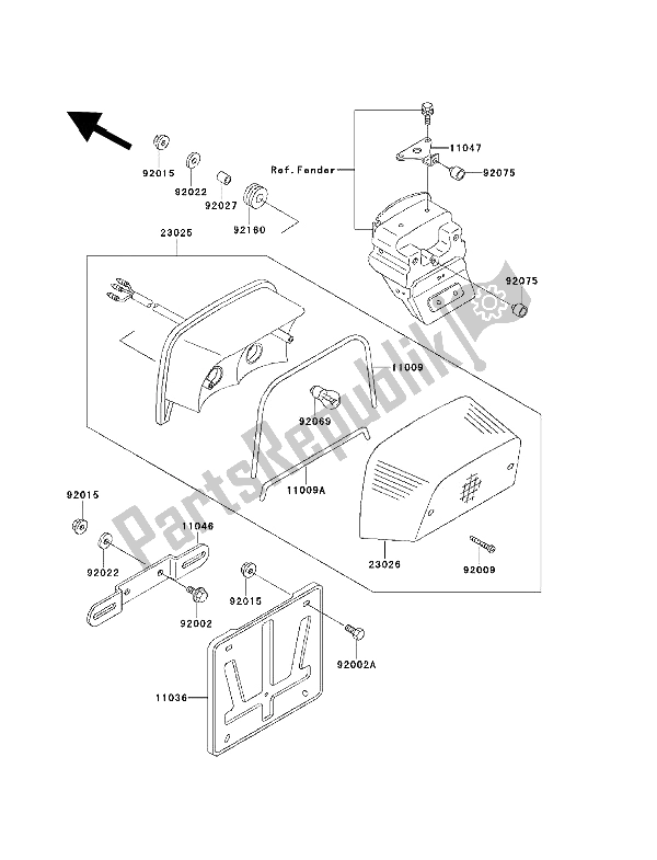 Tutte le parti per il Lampada Di Coda del Kawasaki EN 500 1993