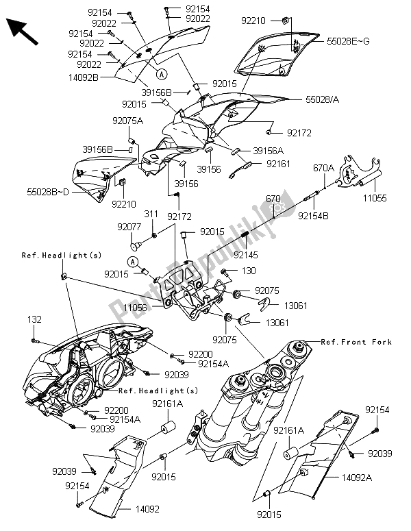 Tutte le parti per il Cowling (superiore) del Kawasaki Z 1000 ABS 2013