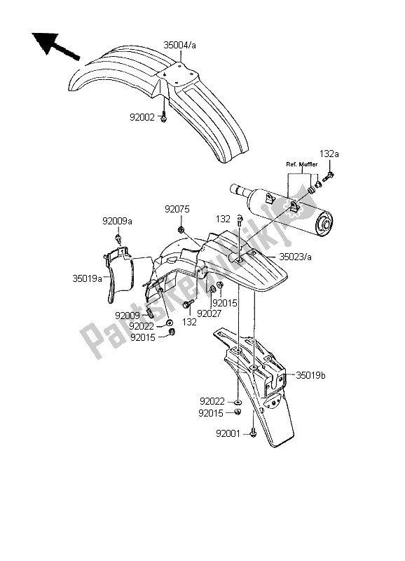 All parts for the Fenders of the Kawasaki KMX 125 SW 1995