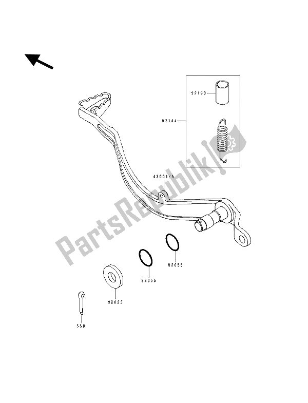 Tutte le parti per il Pedale Del Freno del Kawasaki KLX 250 1993