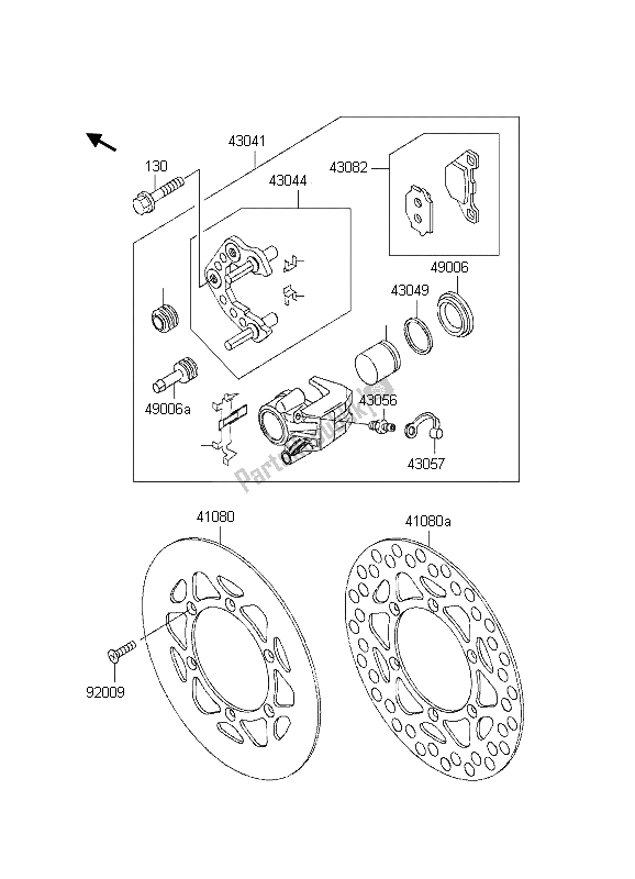 All parts for the Front Brake of the Kawasaki KX 80 SW LW 1997