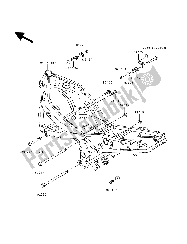 All parts for the Frame Fittings of the Kawasaki ZZ R 600 1994