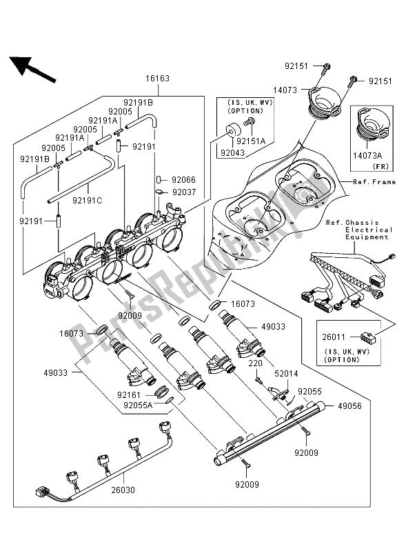 Todas las partes para Acelerador de Kawasaki Ninja ZX 12R 1200 2002