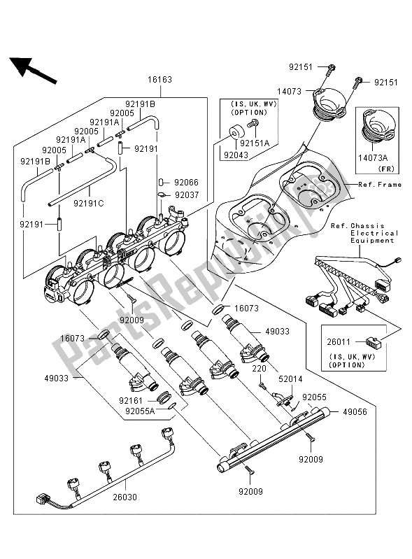 Todas las partes para Acelerador de Kawasaki Ninja ZX 12R 1200 2002