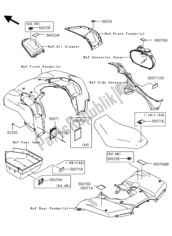 All parts for the Labels of the Kawasaki KVF 750 4X4 2010