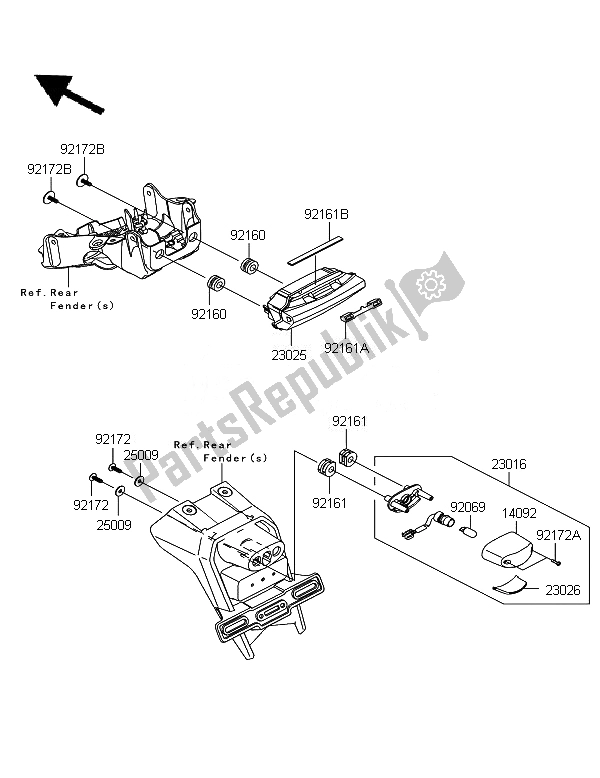 Tutte le parti per il Fanale Posteriore del Kawasaki Ninja ZX 10R 1000 2011