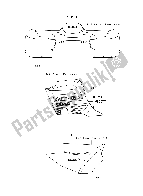 All parts for the Decals (red) (as) of the Kawasaki KVF 360 4X4 2006