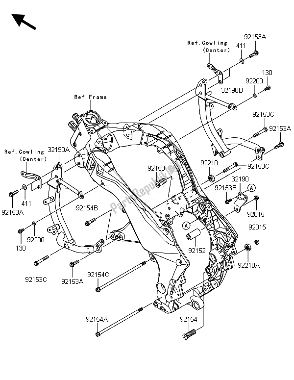 Tutte le parti per il Supporto Del Motore del Kawasaki Versys 1000 2014