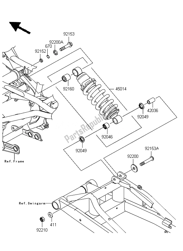 All parts for the Suspension & Shock Absorber of the Kawasaki ER 6F 650 2010