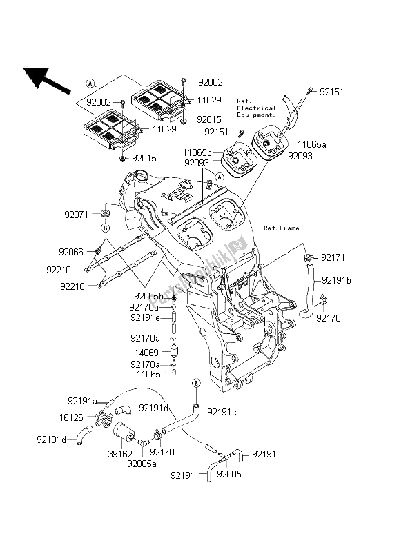 Wszystkie części do Od? Wie? Acz Powietrza Kawasaki Ninja ZX 12R 1200 2001