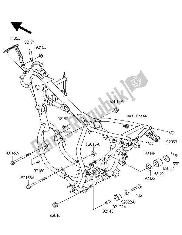 All parts for the Engine Mount of the Kawasaki KX 65 2008