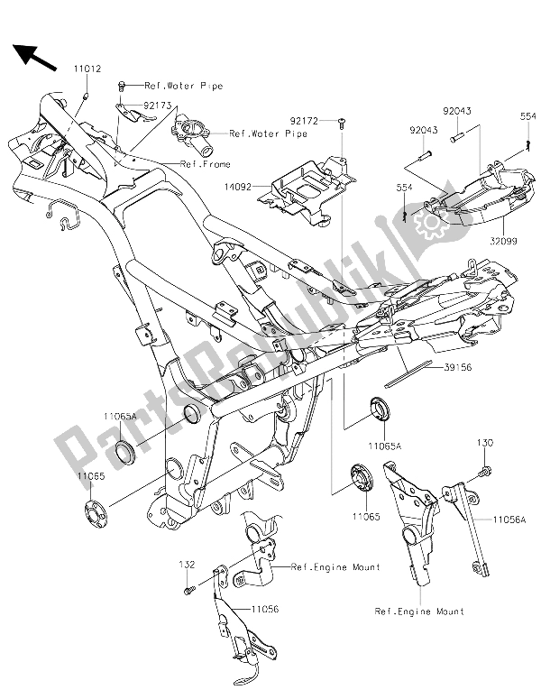 All parts for the Frame Fittings of the Kawasaki Z 300 ABS 2015
