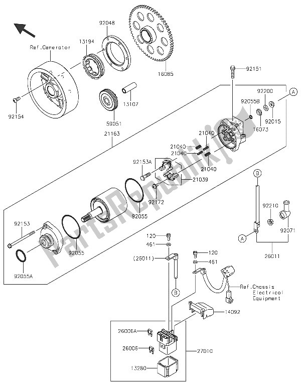 All parts for the Starter Motor of the Kawasaki Versys 1000 2016