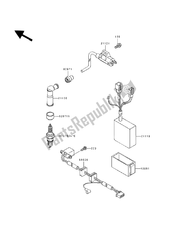 Todas as partes de Bobina De Ignição do Kawasaki Tengai 650 1991